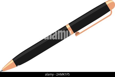 Black and gold pen isolated on white background. Vector business flat icon Stock Vector