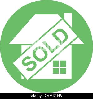 house front facade with sold label Stock Vector