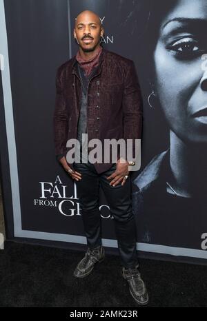 New York, NY - January 13, 2020: Mehcad Brooks attends premiere of Netflix A Fall From Grace at Metrograph Stock Photo