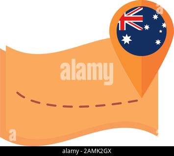 map navigation pointer flag australia icon on white background vector illustration Stock Vector