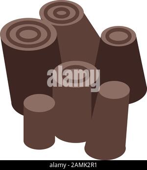 Tree stump stack icon, isometric style Stock Vector