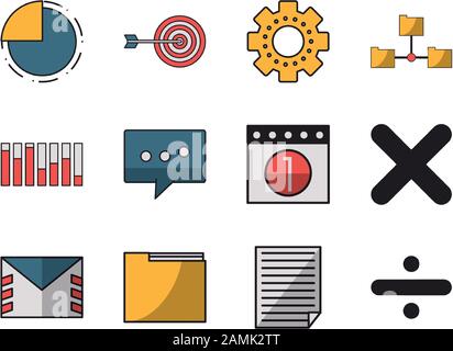 business and statistics set icons Stock Vector