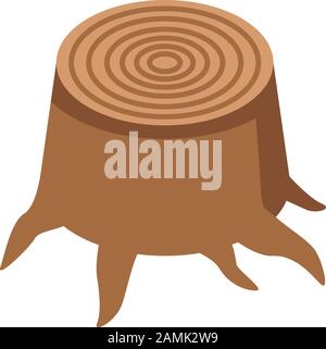 Oak stump icon, isometric style Stock Vector