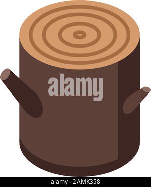Branch tree stump icon, isometric style Stock Vector
