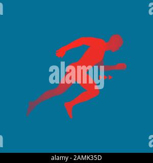 3d Running Man. Design for Sport, Business, Science and Technology. Vector Illustration. Human Body. Stock Vector