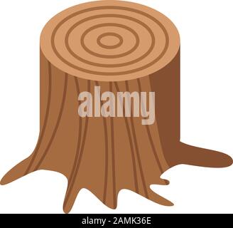 Wood stump icon, isometric style Stock Vector