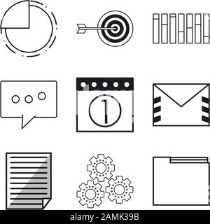 business and statistics set icons Stock Vector