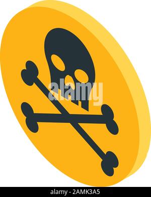 Cross skull radiation icon, isometric style Stock Vector
