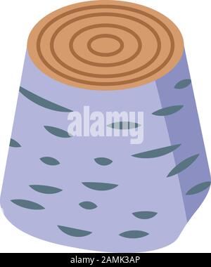 Birch tree stump icon, isometric style Stock Vector