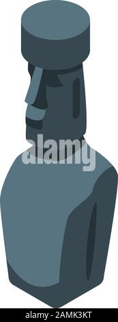 Easter island statue icon, isometric style Stock Vector