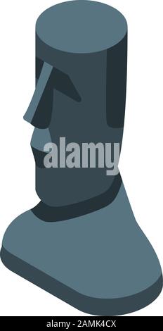 Eastern island statue head icon, isometric style Stock Vector