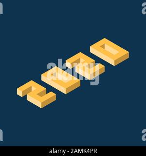 Happy new year 2020 isometric background, stock vector Stock Vector
