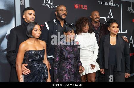 New York, NY - January 13, 2020: Cast attends premiere of Netflix A Fall From Grace at Metrograph Stock Photo