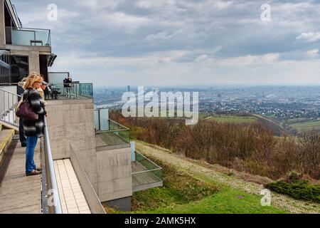 AUSTRIA, VIENNA - MARCH 28: Vienna is capital and largest city of Austria. View to Vienna from hill on 28 March 2019, Austria. Stock Photo