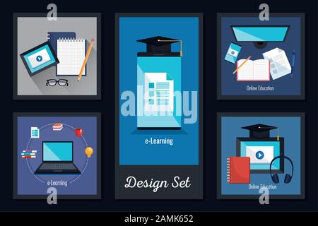 designs set of education online with icons Stock Vector Image & Art - Alamy