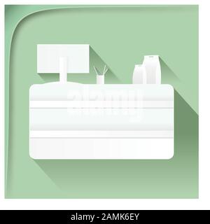 Shop counter icon in paper cut style. Stock Vector