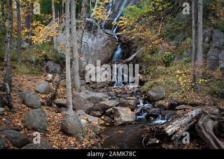 Small waterfalls along the trail to top of the Mont Tremblant Quebec Canada Stock Photo