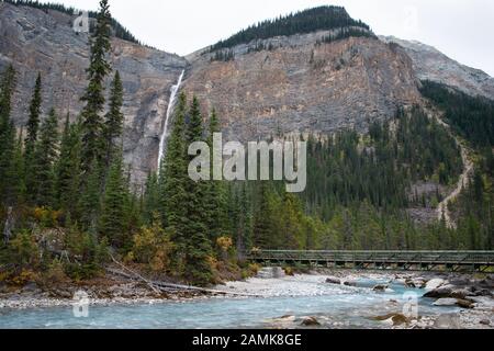 Takakkaw Falls in Yoho National Park Canadian Rockies Stock Photo