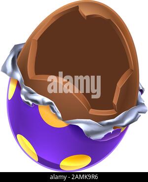 Easter Egg Chocolate Broken Open Stock Vector