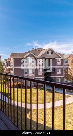 Vertical frame Small apartment complexes from an upstairs balcony Stock Photo