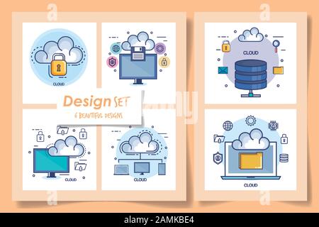 six designs of data center and icons Stock Vector Image & Art - Alamy