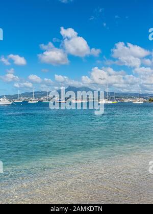 View of Anse Mitan Beach in Les Trois Ilets - Martinique FWI Stock Photo