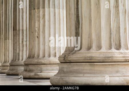 Colonnade of  Ionic order columns, close up. Stock Photo