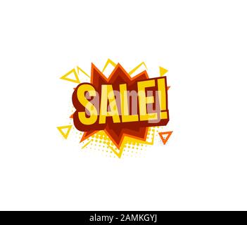 comic baloon with boom effect, advertising speech, sale tag retro sticker, vector illustration Stock Vector