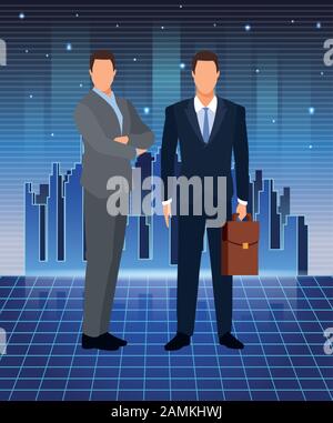 artificial intelligence technology businessmen with suitcase futuristic Stock Vector