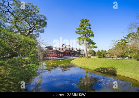 The famous Phoenix Hall or Hoodo Hall in Byodoin(Byodo-in) temple in Uji City, Kyoto, Japan. Stock Photo