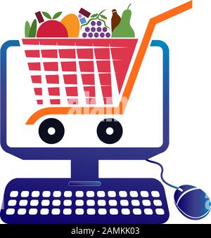 supermarket computer billing logo Stock Photo