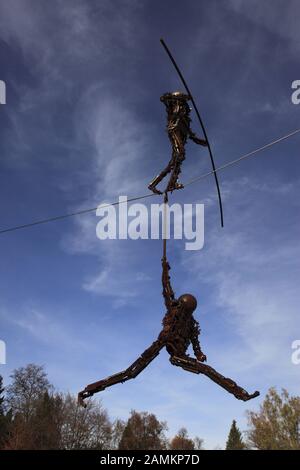 Rope dancer sculptures by Siegfried Ulmer at the Museum of Imagination by Lothar-Günther Buchheim in Bernried on Lake Starnberg, Upper Bavaria, Germany, Europe.Buchheim in Bernried on Lake Starnberg, Upper Bavaria, Germany, Europe. [automated translation] Stock Photo