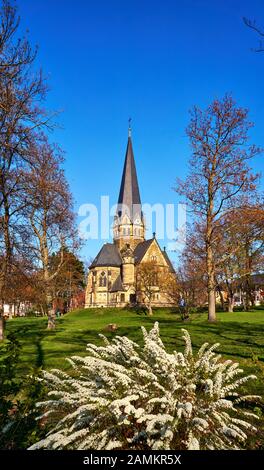 Spring at the St. Petri church in Thale. Saxony-Anhalt, Harz, Germany Stock Photo
