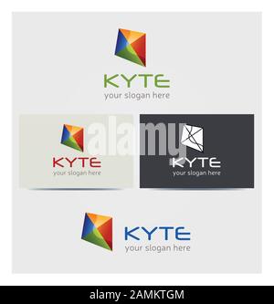 Single Logo Design - Kite multicolored - 4 Sides - Primary Colors Stock Vector