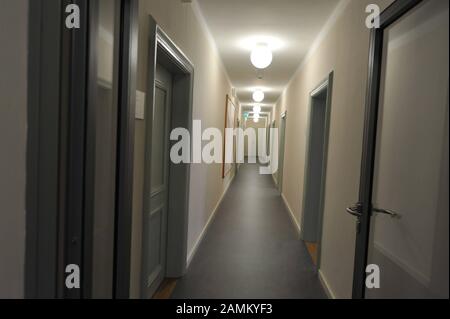 Corridor in the generally renovated building of the police inspection 11 (old town district) in Hochbrückenstraße. [automated translation] Stock Photo