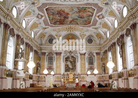 The Bürgersaalkirche (the Bürgersaal) at Neuhauserstrasse 14 in Munich. Interior of the 'Oberkirche' of the Bürgersaal. [automated translation] Stock Photo