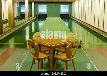 Bowling alley in Waakirchen. [automated translation] Stock Photo