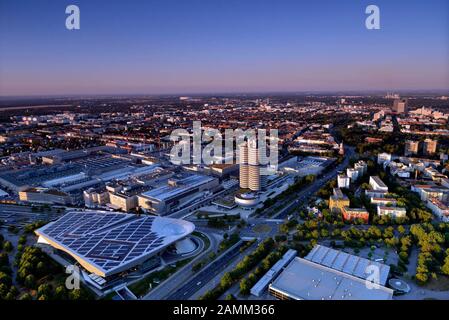 View from the television tower (Olympic Tower) in the Munich Olympic Park towards the BMW premises. [automated translation] Stock Photo