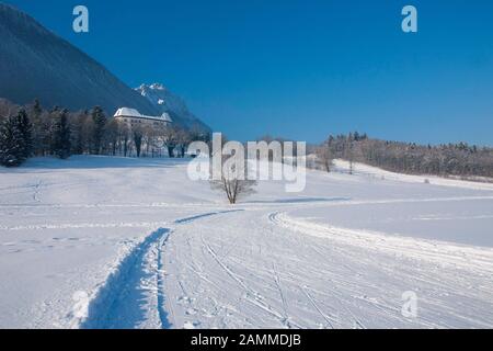 the castle Staufeneck at the foot of the Hochstaufen in the deep snowy winter in the community of Piding [automated translation] Stock Photo