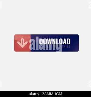 Download Icon on shiny long horizontal rectangle Internet Button. Vector illustration. Stock Vector