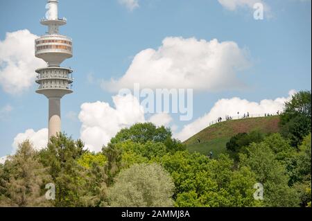 Olympic Tower and Olympic Mountain in Munich, 2018 [automated translation] Stock Photo