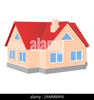 Private cottage. House with red roof Stock Vector