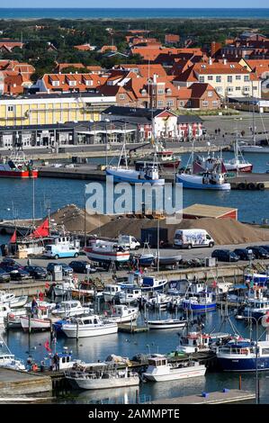 View of the port of Skagen from the Cunard ship Queen Elizabeth Stock Photo