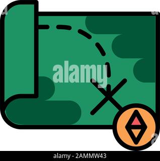 paper map military force isolated icon Stock Vector