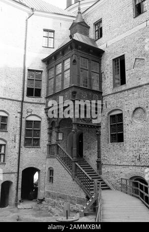 Erker Treppe auf Schloss Gripsholm, bei Stockholm, Schweden, 1969. Bay window stairs at Gripsholm Castle, near Stockholm, Sweden, 1969. Stock Photo