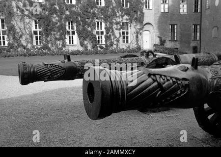 Kanonen bei Schloss Gripsholm, bei Stockholm, Schweden, 1969. Cannons at Gripsholm Castle, near Stockholm, Sweden, 1969 Stock Photo