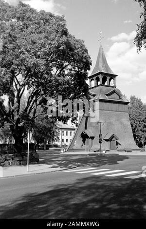 Der alte Glockenturm der Erzengel Michael-Kirche in Mora, 1969. The old belfry of the Archangel Michael-Church in Mora, 1969. Stock Photo