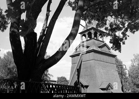 Der alte Glockenturm der Erzengel Michael-Kirche in Mora, 1969. The old belfry of the Archangel Michael-Church in Mora, 1969. Stock Photo