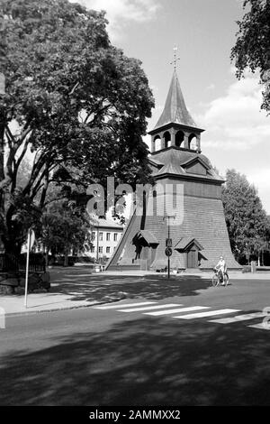 Der alte Glockenturm der Erzengel Michael-Kirche in Mora, 1969. The old belfry of the Archangel Michael-Church in Mora, 1969. Stock Photo