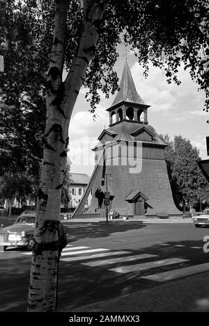 Der alte Glockenturm der Erzengel Michael-Kirche in Mora, 1969. The old belfry of the Archangel Michael-Church in Mora, 1969. Stock Photo